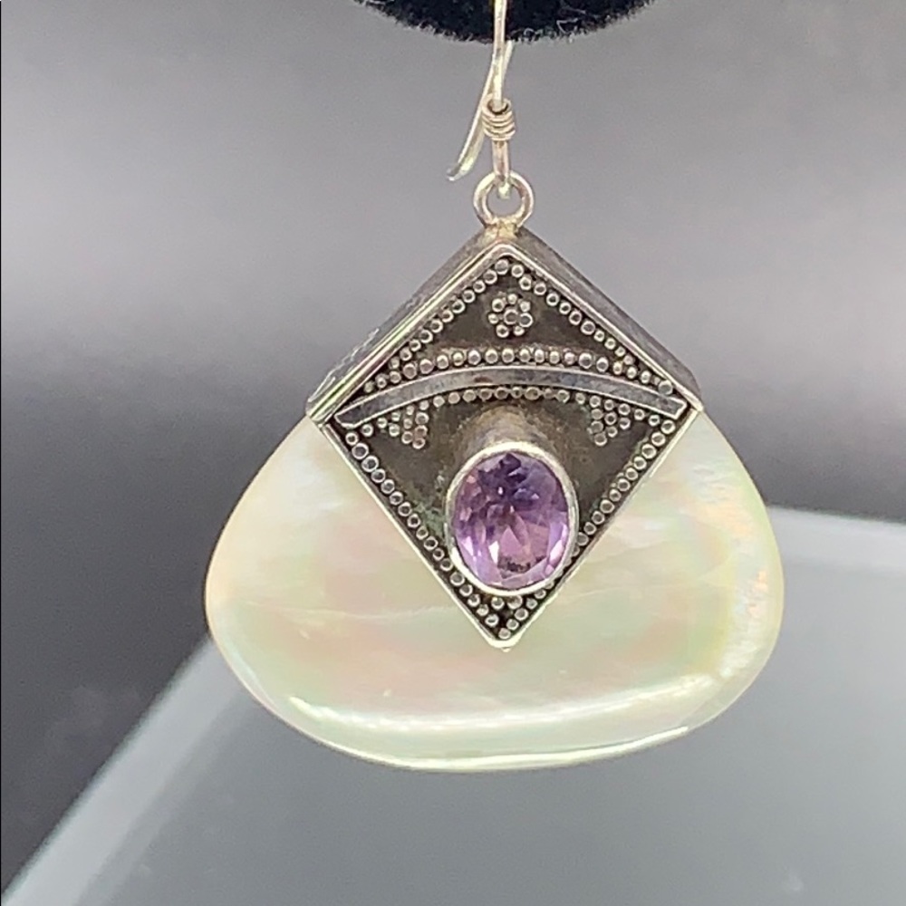 Mother of Pearl Amethyst Earrings